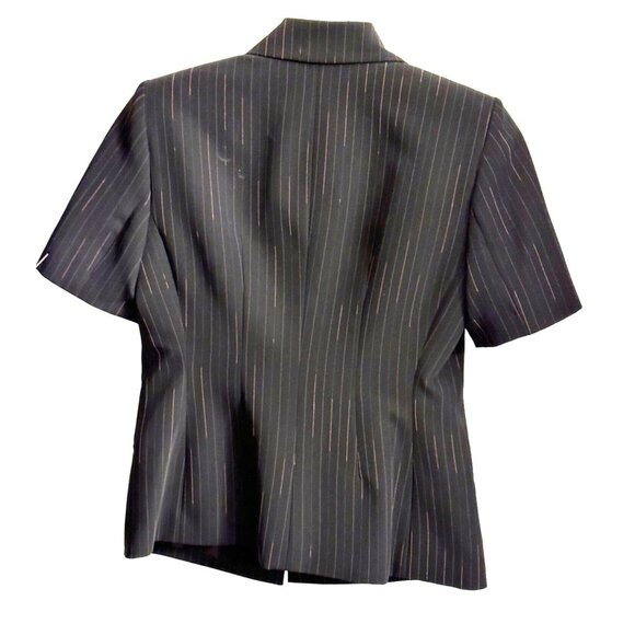 Kasper Size 2P Black Petite Women’s Two Piece Striped Short Sleeves Suit Black - Picture 4 of 15